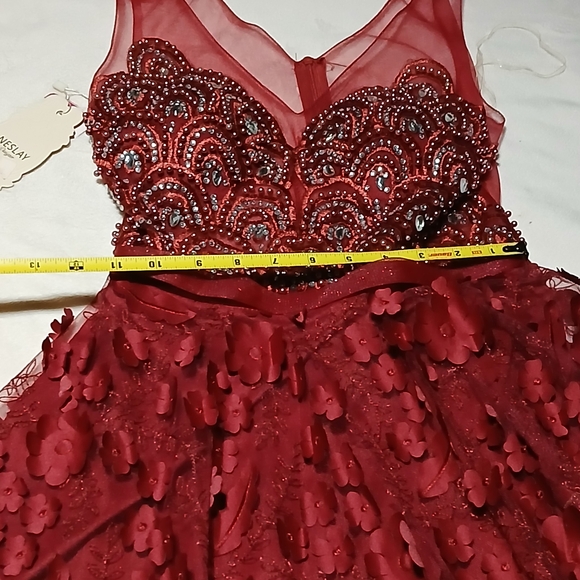 Elegant Asymmetrical Red Dress - Picture 5 of 8